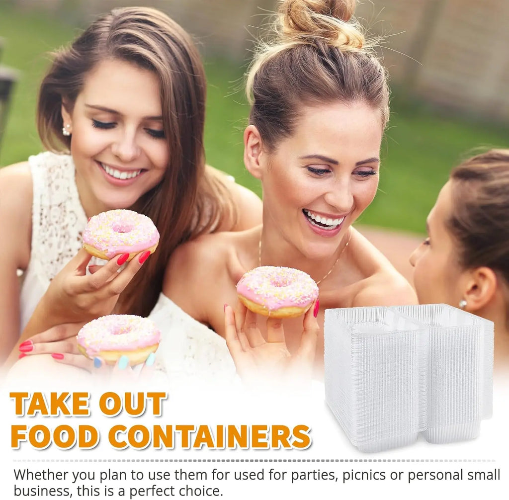 40 Pack Clear Hinged Plastic Containers, Sturdy to Go Clamshell Food Containers with Lids, Disposable Take Out Boxes for Desserts Cake Slices Sandwich Salad Cookies (7.2 × 4.7 ×3 Inch)