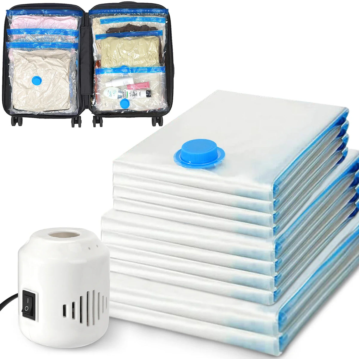 Vacuum Storage Bags with Electric Pumps That save Space, Available in Multiple Sizes (S/M/L), Made of PA+PE Material, Featuring
