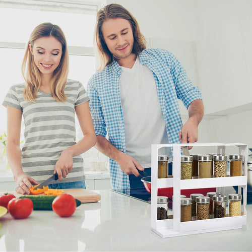 1Pc Swivel Cabinet Organizer Revolving Kitchen Rack Spice Organizer for Cabinet Condiment Holder Shelf