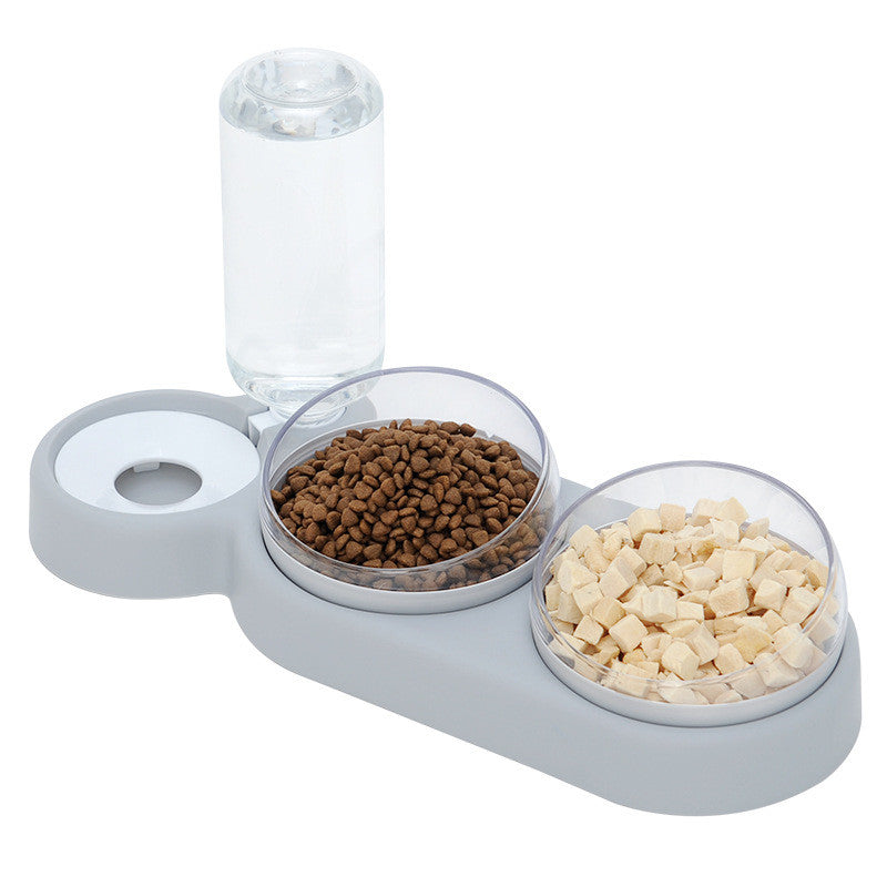 Raised Pet Feeder with Water Fountain