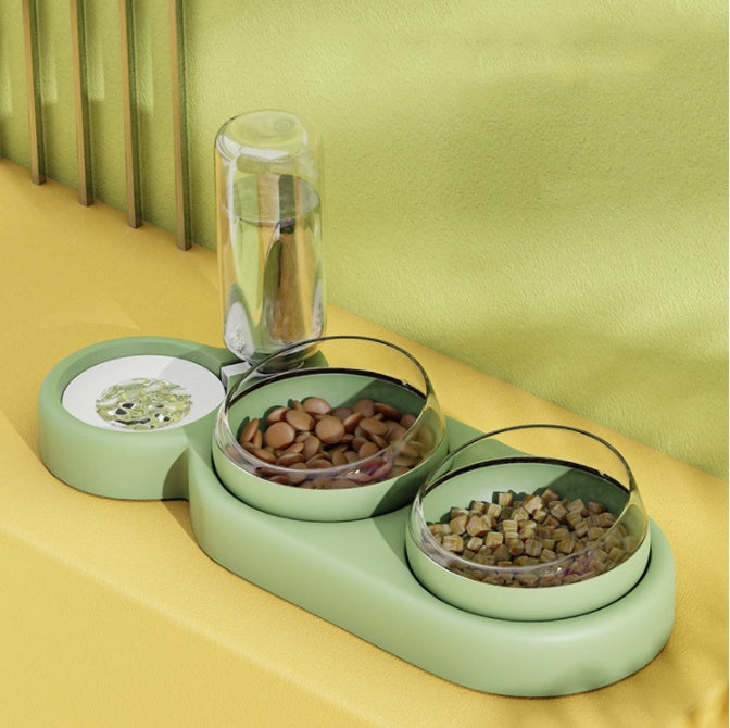 Raised Pet Feeder with Water Fountain