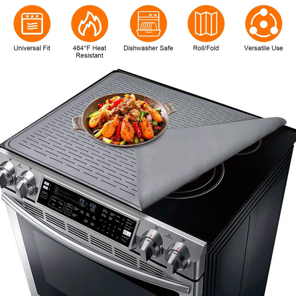 1Pc 27.95X19.69In Electric Stove Cover Silicone Stove Mat Glass Stove Top Protector 464 Fahrenheit Heat Resistant Dishwasher Safe Waterproof
