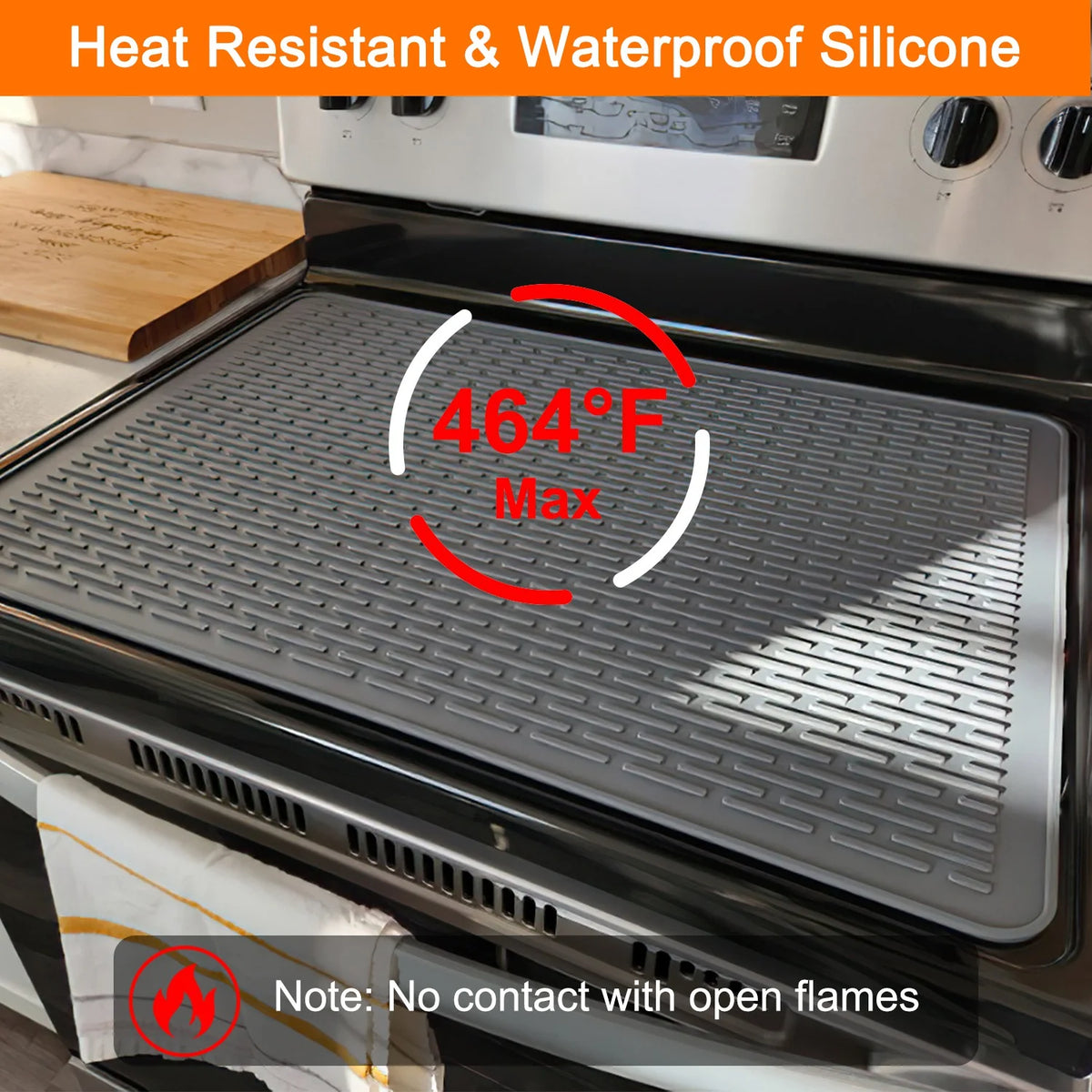 1Pc 27.95X19.69In Electric Stove Cover Silicone Stove Mat Glass Stove Top Protector 464 Fahrenheit Heat Resistant Dishwasher Safe Waterproof