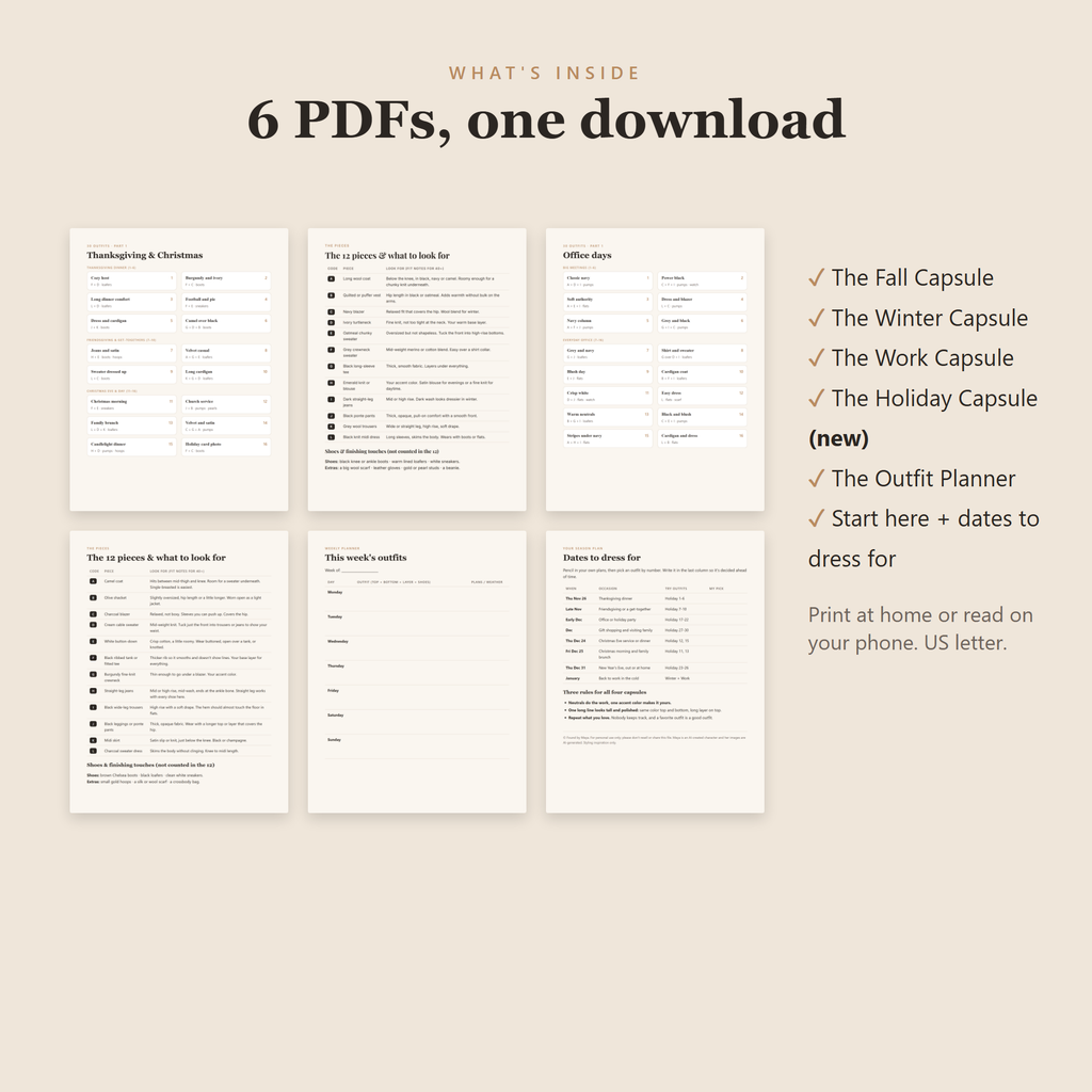 The Capsule Wardrobe Kit: 4 Style Guides + Outfit Planner for Women 40+ (Fall, Winter, Work, Holiday)