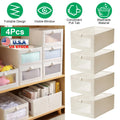4Pcs Foldable Linen Clothing Storage Bin with Visible Clear Window Convenient Handle Multipurpose Collapsible Storage Basket Closet Fabric Container for Shelves Bedroom