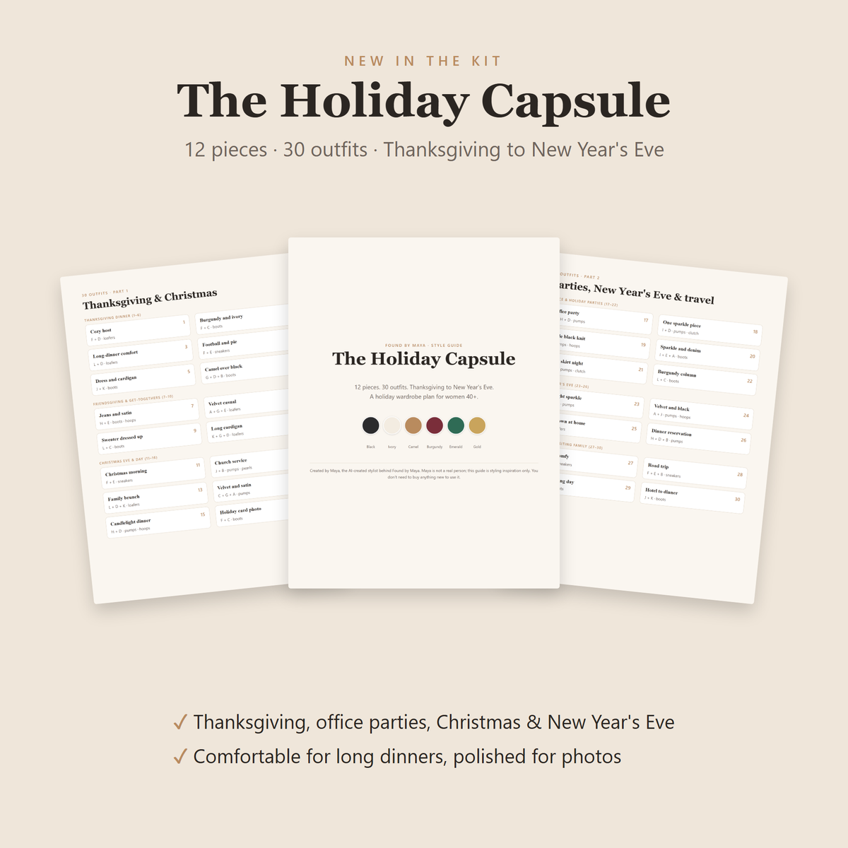 The Capsule Wardrobe Kit: 4 Style Guides + Outfit Planner for Women 40+ (Fall, Winter, Work, Holiday)