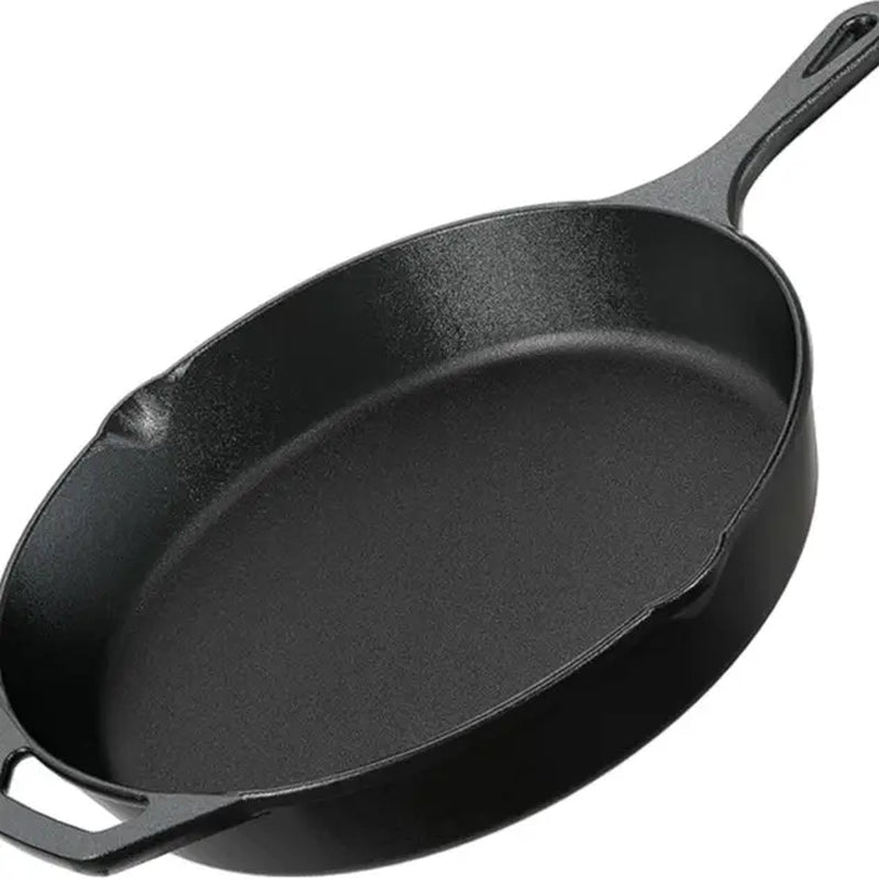 12-In Pre-Seasoned Cast Iron Frying Pan - Heavy-Duty Cookware, Multipurpose Indoor Kitchen Skillet Works Best with Oil