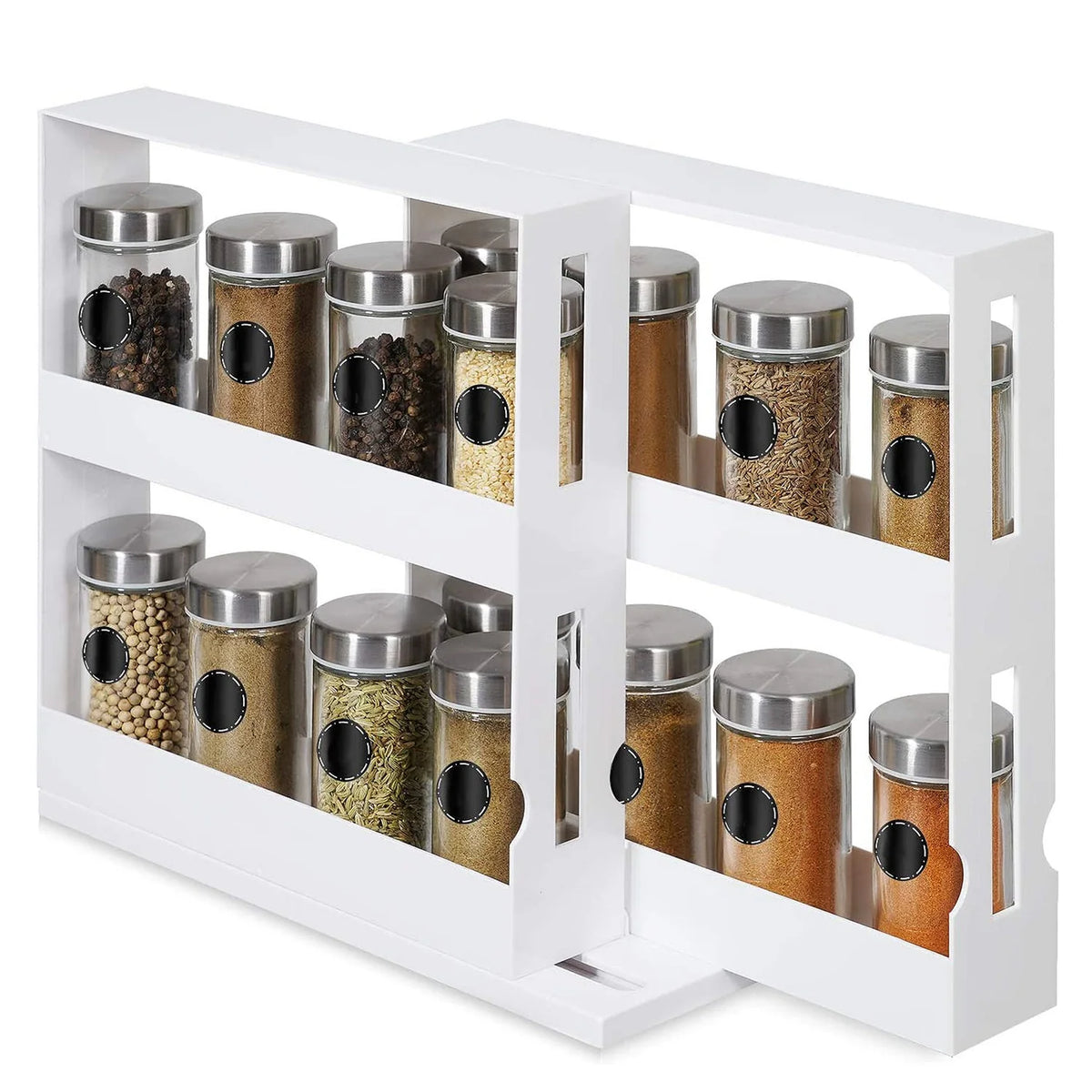 1Pc Swivel Cabinet Organizer Revolving Kitchen Rack Spice Organizer for Cabinet Condiment Holder Shelf