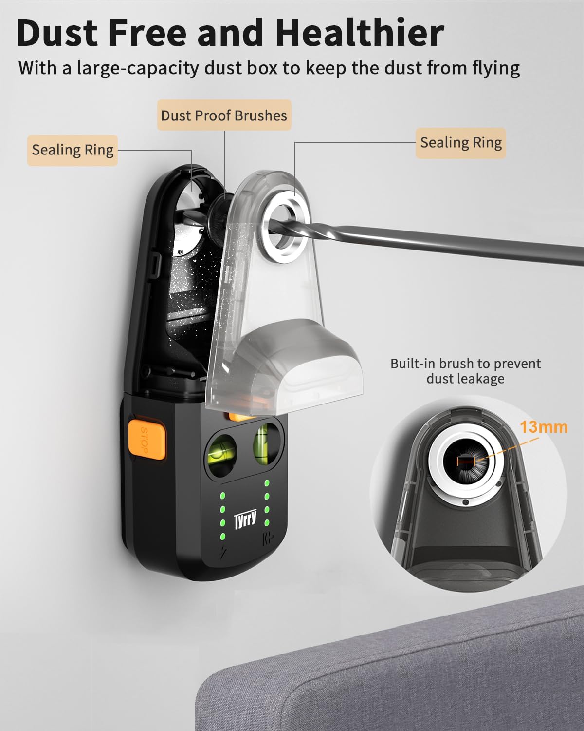 4-In-1 Laser Level for Picture Hanging, Rechargeable Laser Level with Vacuum Suction Mount and Drill Dust Collector, Wall Alignment Tool for Shelves, Frames, Home Improvement, DIY Projects