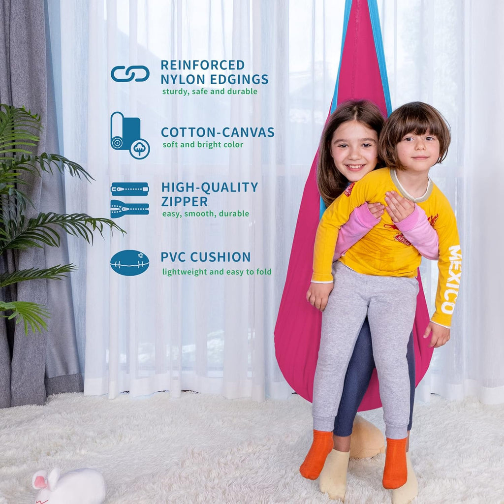 Kids Pod Swing Seat, Cotton Sensory Swing for Indoor and Outdoor