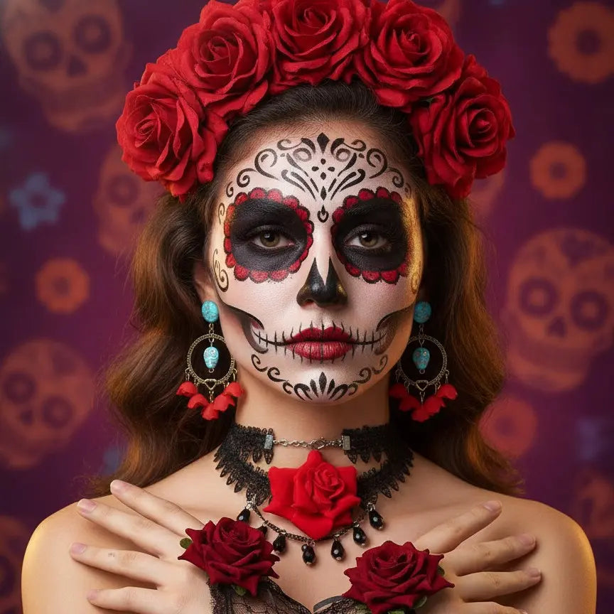 Catrina Dia De Muertos Costume Accessories Day of the Dead Costume for Women Mexican Tradition Halloween Costume Ideas for Dia De Los Muertos Celebrations Cosplay Halloween Party