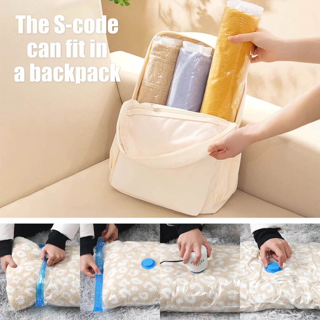 Vacuum Storage Bags with Electric Pumps That save Space, Available in Multiple Sizes (S/M/L), Made of PA+PE Material, Featuring