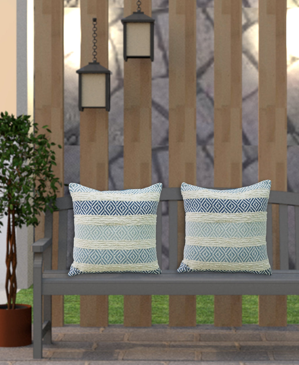 Handwoven Cotton Stripe Throw Pillow - 20 × 20 in, Insert Included
