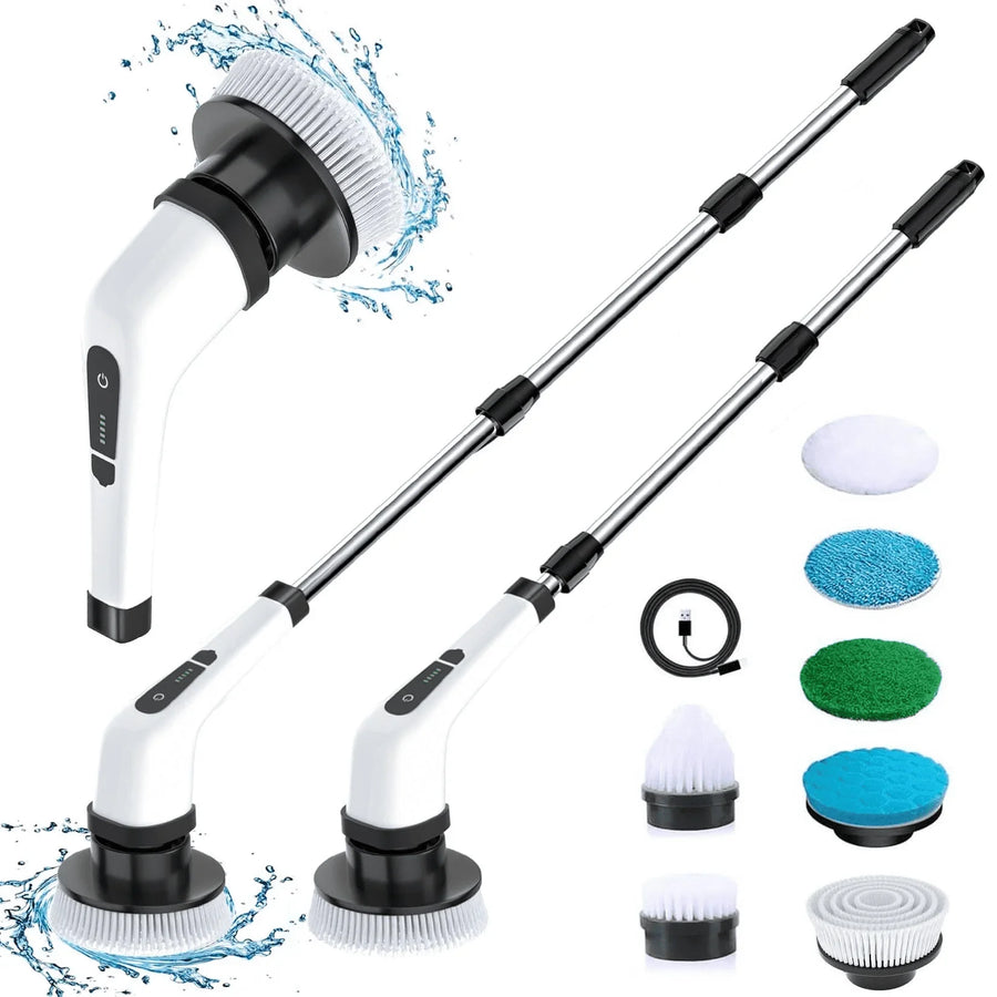 Cordless Electric Spin Scrubber with 8 Brush Heads