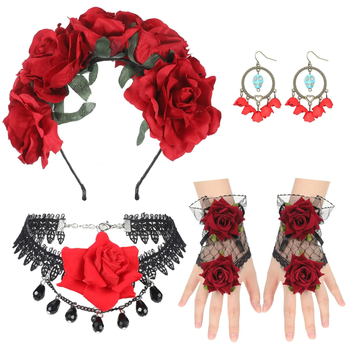 Catrina Dia De Muertos Costume Accessories Day of the Dead Costume for Women Mexican Tradition Halloween Costume Ideas for Dia De Los Muertos Celebrations Cosplay Halloween Party