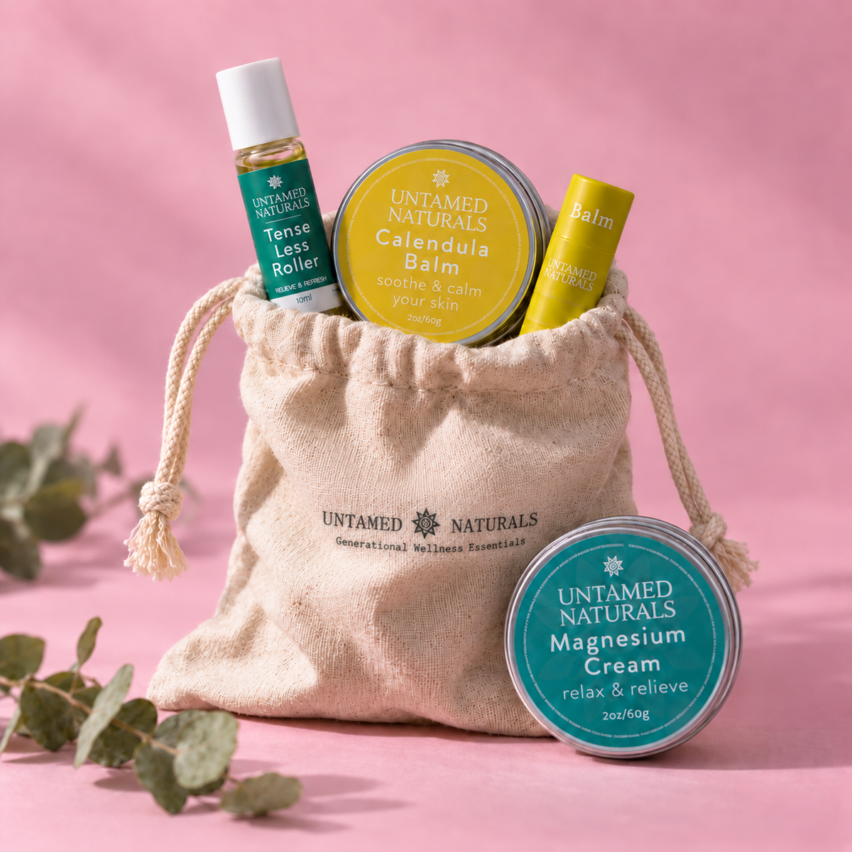 Self-Care Gift Set for Women | Magnesium Cream, Calendula Balm, Lip Balm & Aromatherapy Roller