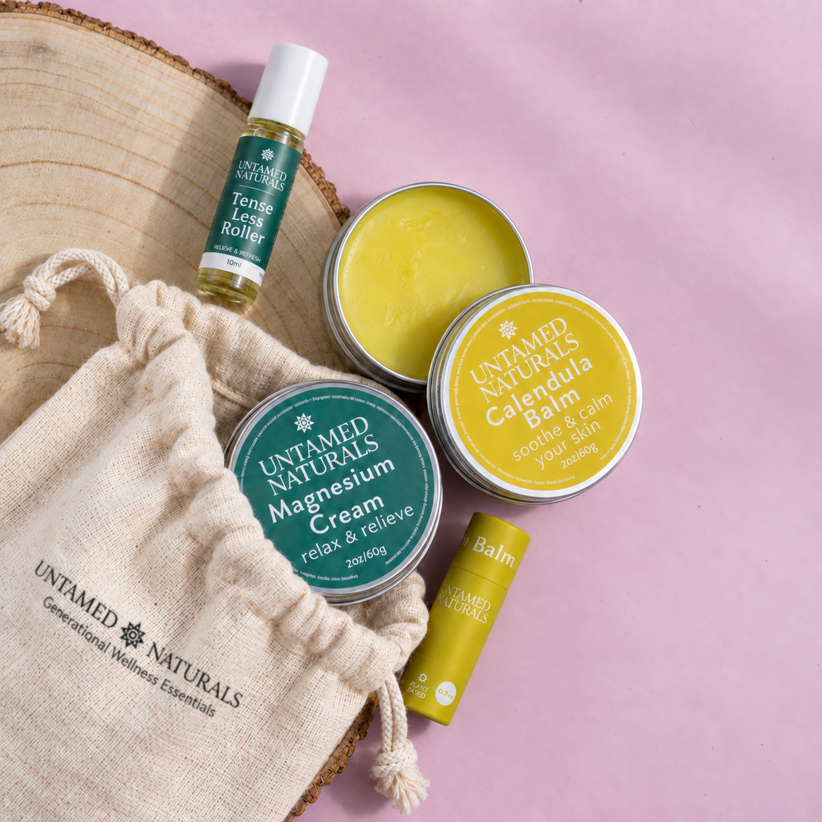 Self-Care Gift Set for Women | Magnesium Cream, Calendula Balm, Lip Balm & Aromatherapy Roller