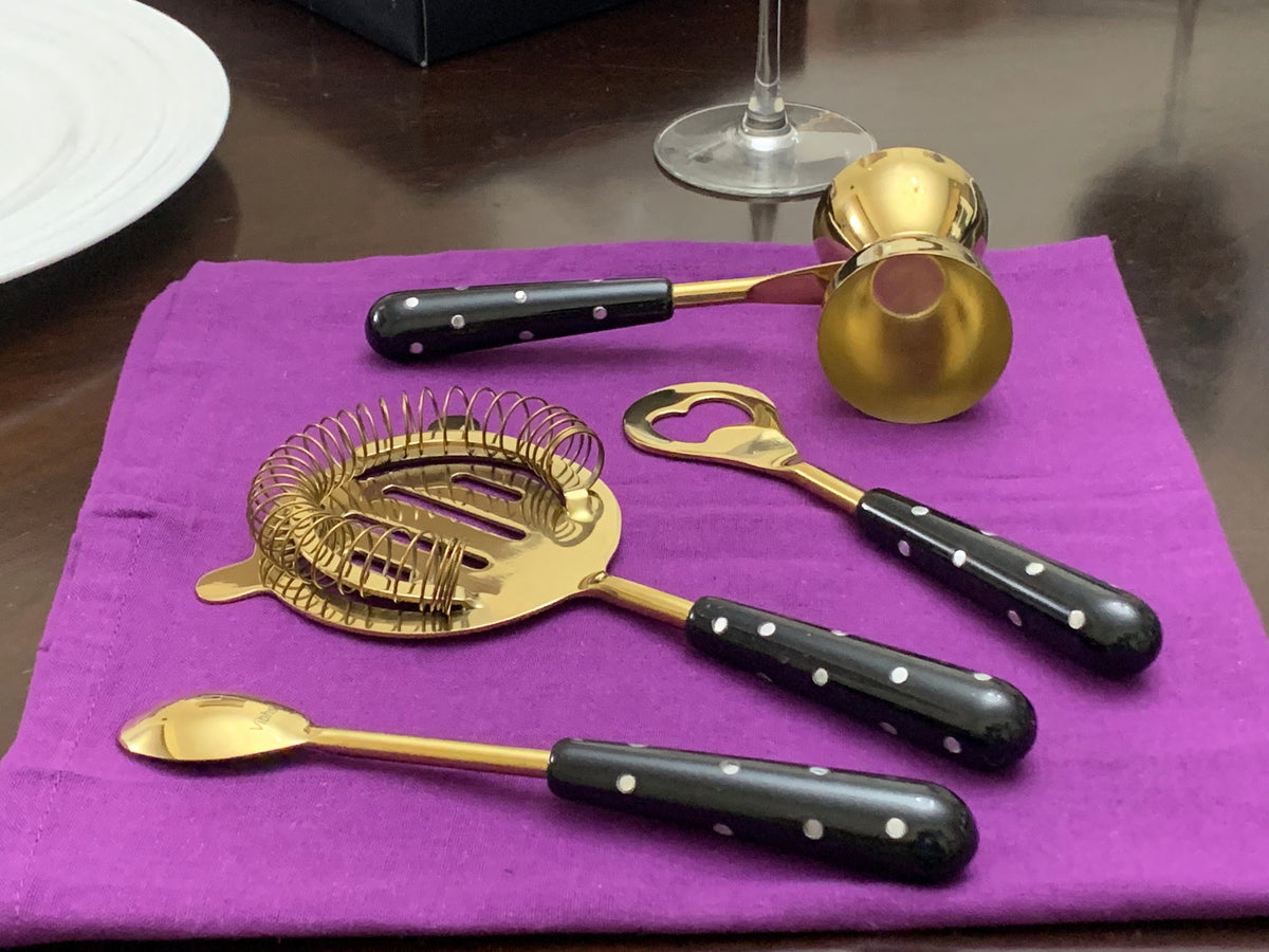 Gold & Black 4-Piece Bar Tool Set