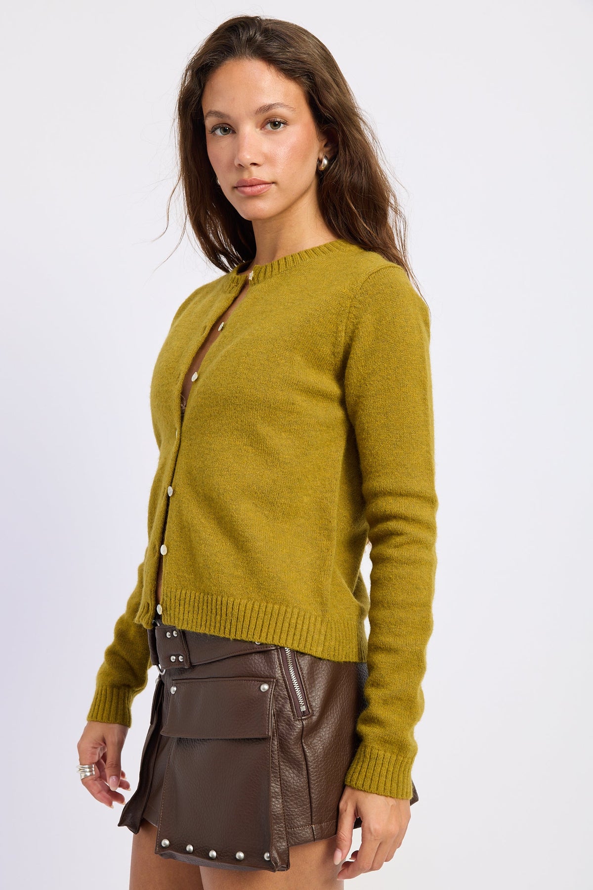 Evora Button-Up Cardigan - Moss