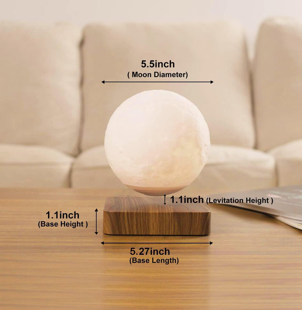 Levitating Moon Lamp, Magnetic Floating Moon Night Light with 16 Color Modes and Remote Control, Home Office Desk Decor, Birthday Holiday Gifts for Women Men Boys Girls