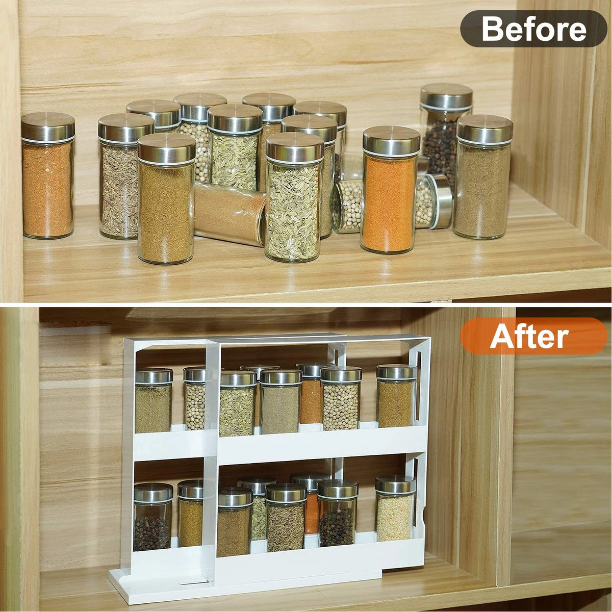1Pc Swivel Cabinet Organizer Revolving Kitchen Rack Spice Organizer for Cabinet Condiment Holder Shelf
