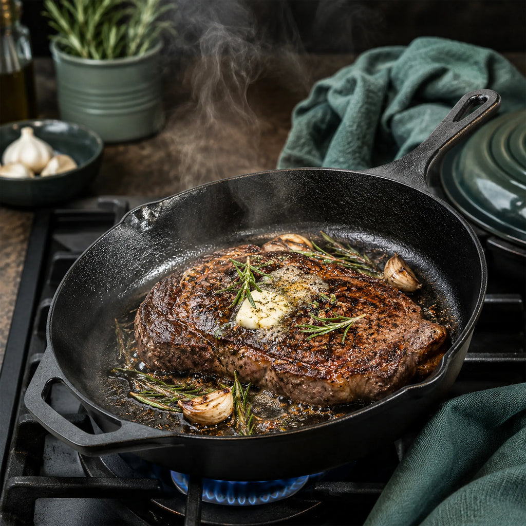 12-In Pre-Seasoned Cast Iron Frying Pan - Heavy-Duty Cookware, Multipurpose Indoor Kitchen Skillet Works Best with Oil