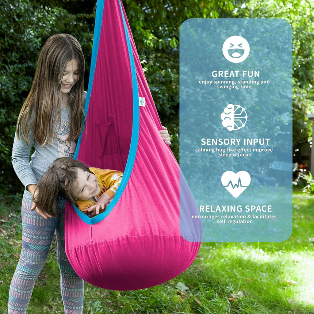 Kids Pod Swing Seat, Cotton Sensory Swing for Indoor and Outdoor