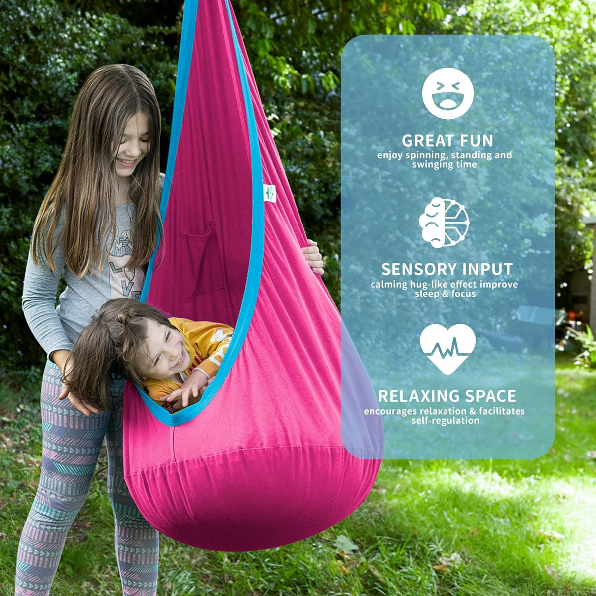 Kids Pod Swing Seat, Cotton Sensory Swing for Indoor and Outdoor