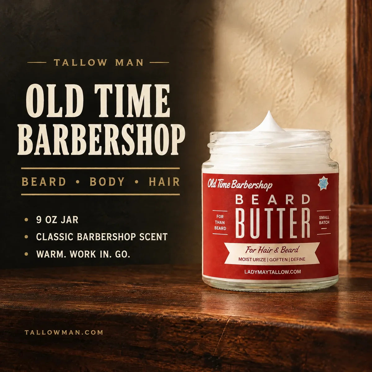 Men's Beard & Body Butter Gift Set | 3 Scents, Bay Rum & Tobacco Vanilla (Tallow Man)