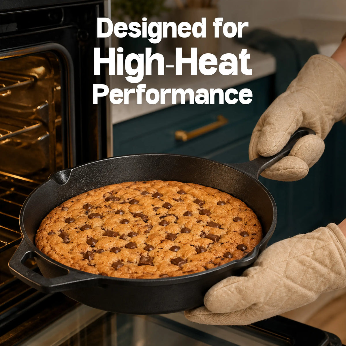 12-In Pre-Seasoned Cast Iron Frying Pan - Heavy-Duty Cookware, Multipurpose Indoor Kitchen Skillet Works Best with Oil