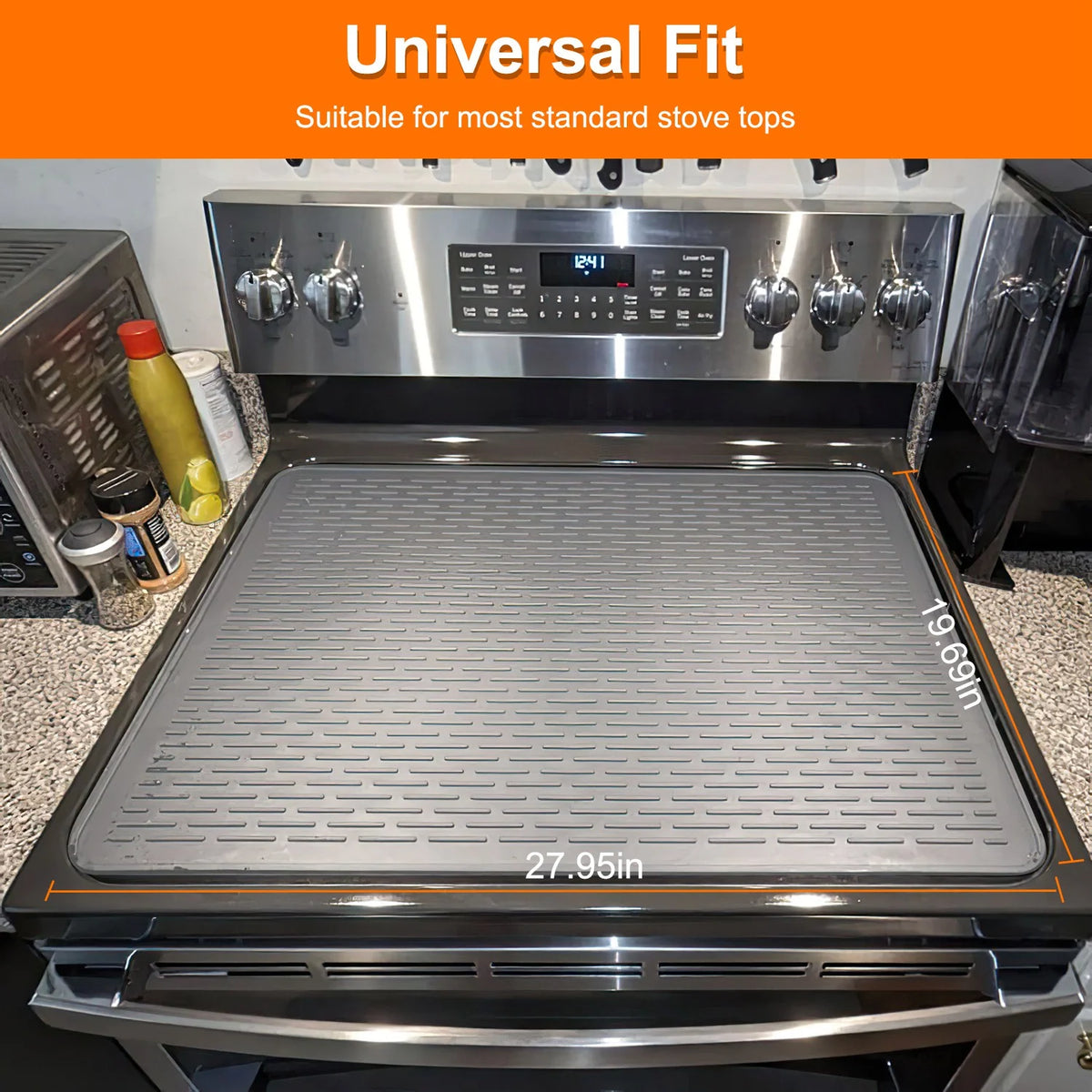 1Pc 27.95X19.69In Electric Stove Cover Silicone Stove Mat Glass Stove Top Protector 464 Fahrenheit Heat Resistant Dishwasher Safe Waterproof