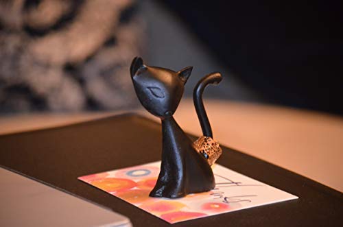 Black Cat Ring Holder with Padded Base