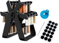 Ferris Wheel Spice Rack Set with 18 Glass Jars & Labels - 360° Rotating Seasoning Organizer for Kitchen Countertops and Cabinets, Customizable Spice Storage with Funnel & Rust-Proof Base