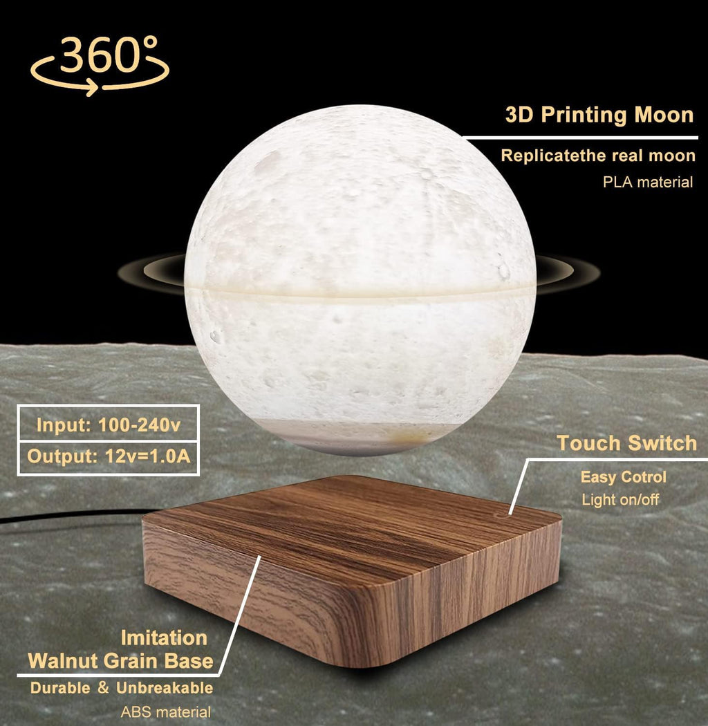 Levitating Moon Lamp, Magnetic Floating Moon Night Light with 16 Color Modes and Remote Control, Home Office Desk Decor, Birthday Holiday Gifts for Women Men Boys Girls