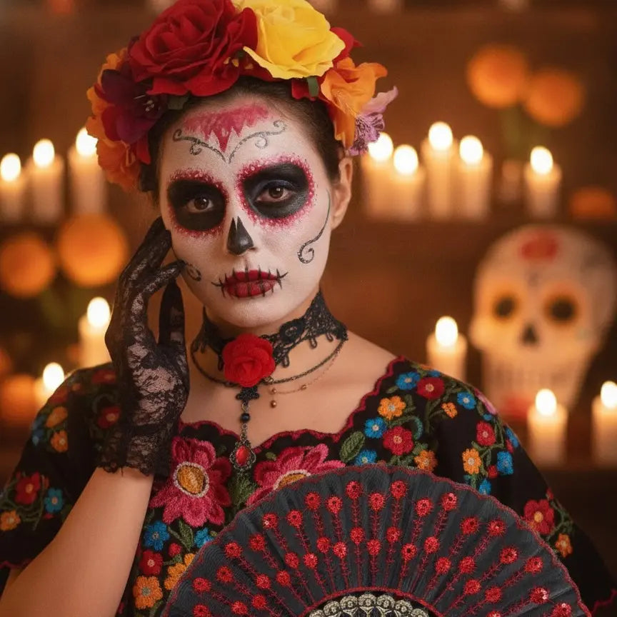 Catrina Dia De Muertos Costume Accessories Day of the Dead Costume for Women Mexican Tradition Halloween Costume Ideas for Dia De Los Muertos Celebrations Cosplay Halloween Party