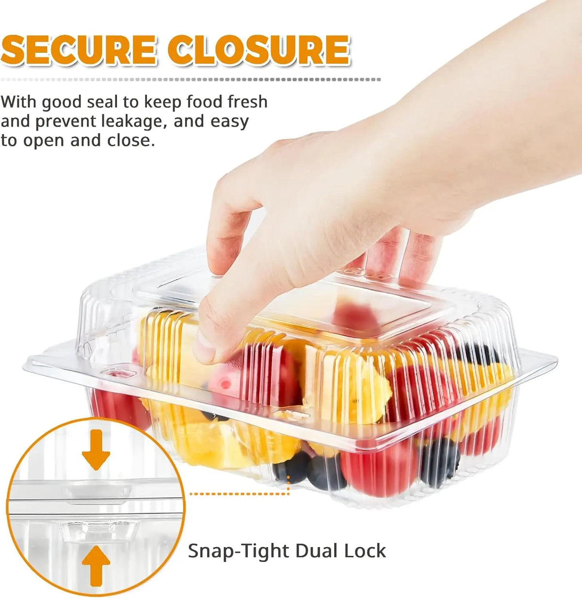 40 Pack Clear Hinged Plastic Containers, Sturdy to Go Clamshell Food Containers with Lids, Disposable Take Out Boxes for Desserts Cake Slices Sandwich Salad Cookies (7.2 × 4.7 ×3 Inch)