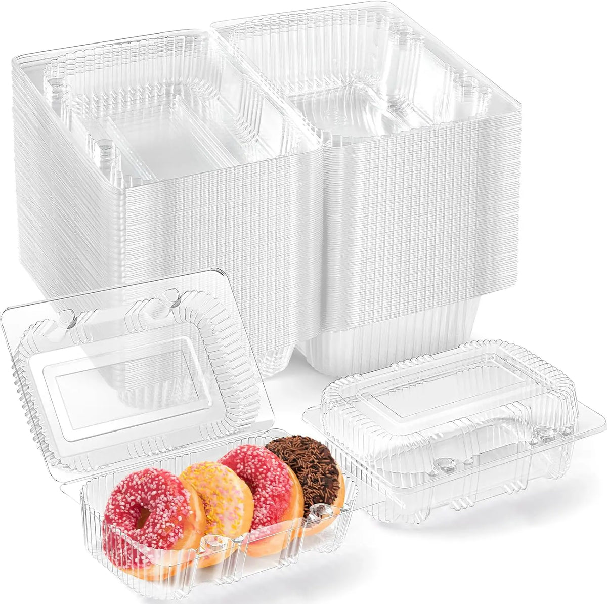 40 Pack Clear Hinged Plastic Containers, Sturdy to Go Clamshell Food Containers with Lids, Disposable Take Out Boxes for Desserts Cake Slices Sandwich Salad Cookies (7.2 × 4.7 ×3 Inch)