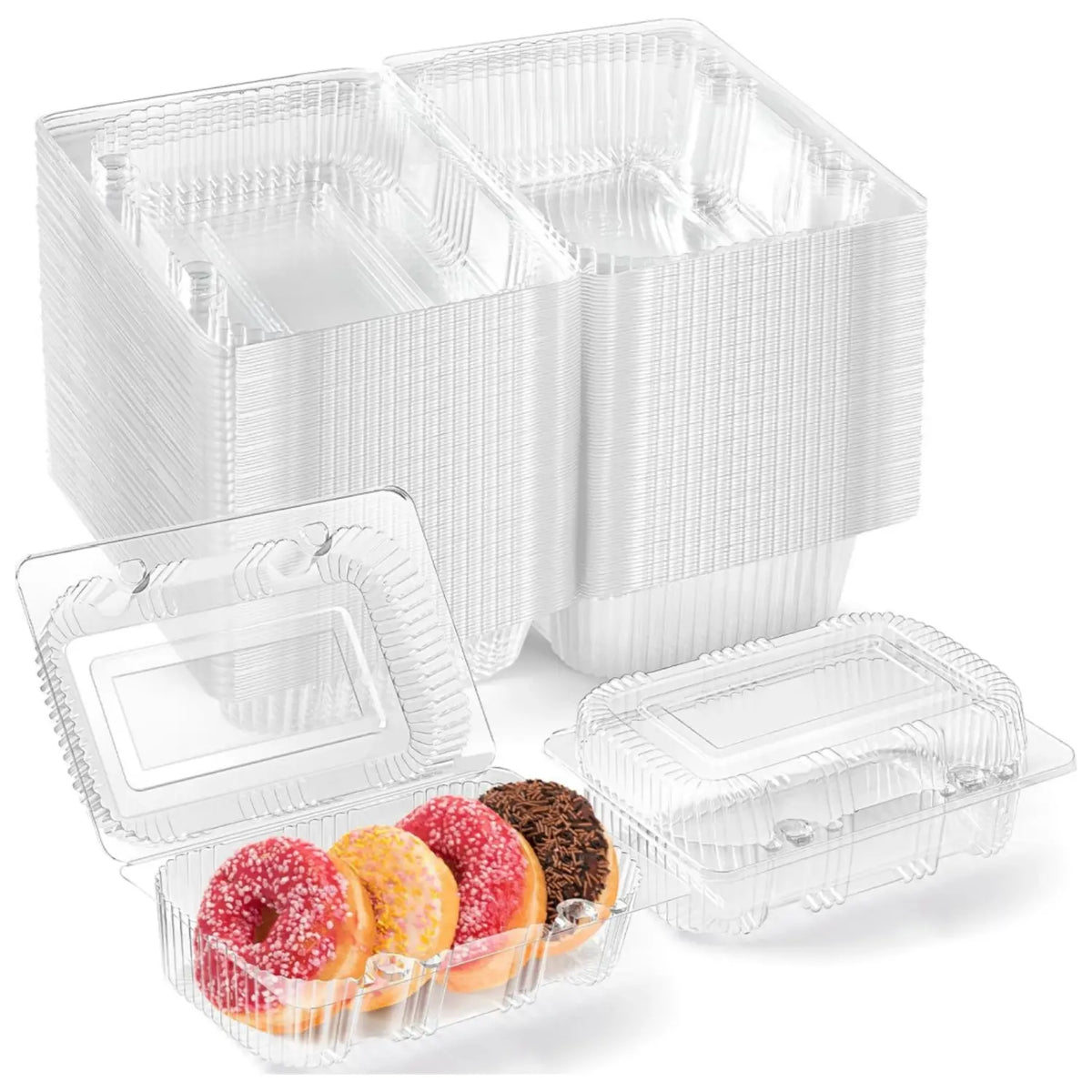 40 Pack Clear Hinged Plastic Containers, Sturdy to Go Clamshell Food Containers with Lids, Disposable Take Out Boxes for Desserts Cake Slices Sandwich Salad Cookies (7.2 × 4.7 ×3 Inch)