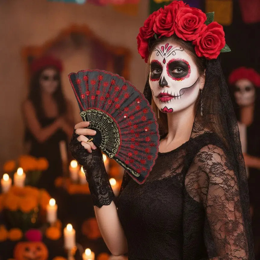Catrina Dia De Muertos Costume Accessories Day of the Dead Costume for Women Mexican Tradition Halloween Costume Ideas for Dia De Los Muertos Celebrations Cosplay Halloween Party