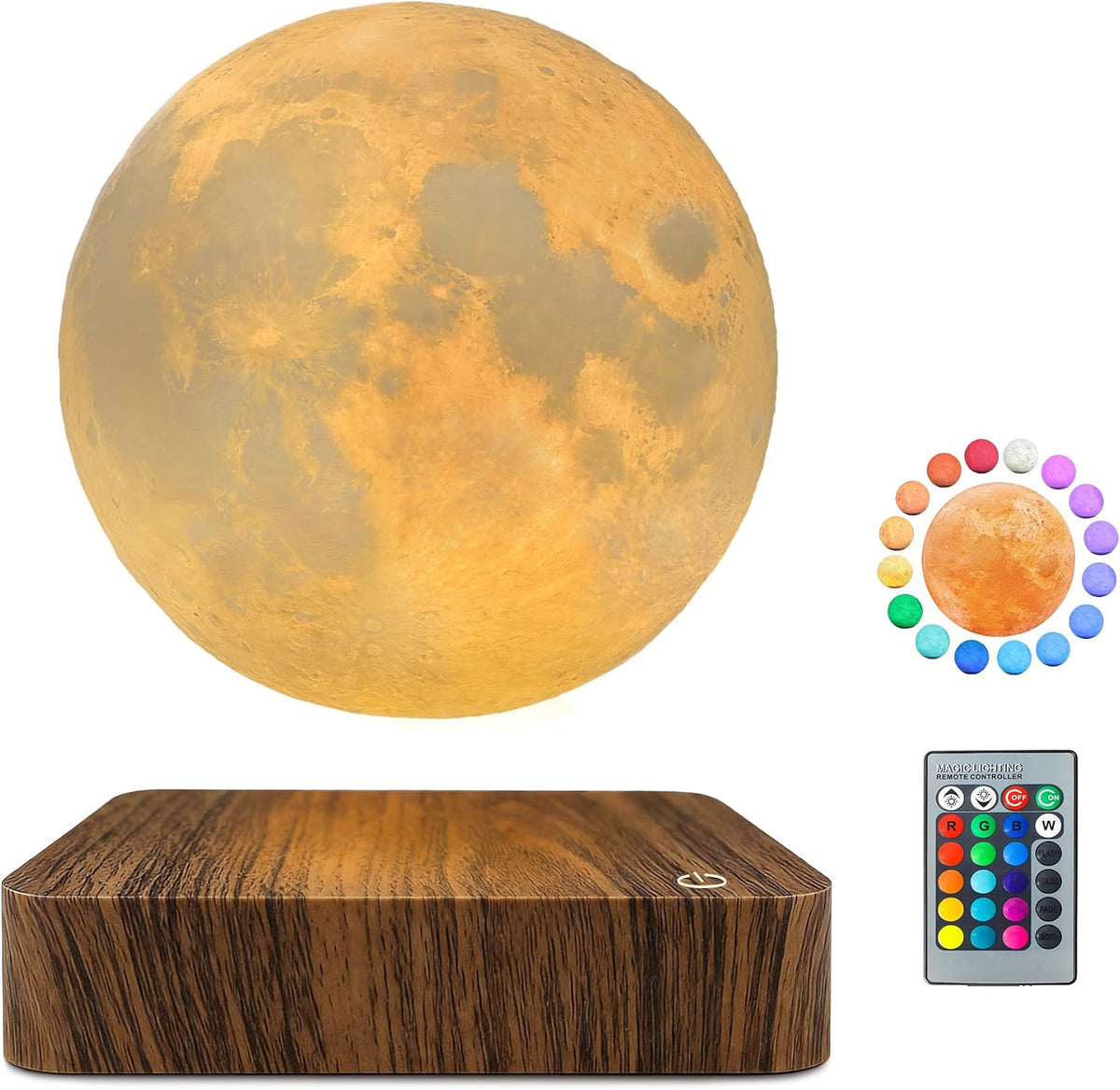 Levitating Moon Lamp, Magnetic Floating Moon Night Light with 16 Color Modes and Remote Control, Home Office Desk Decor, Birthday Holiday Gifts for Women Men Boys Girls
