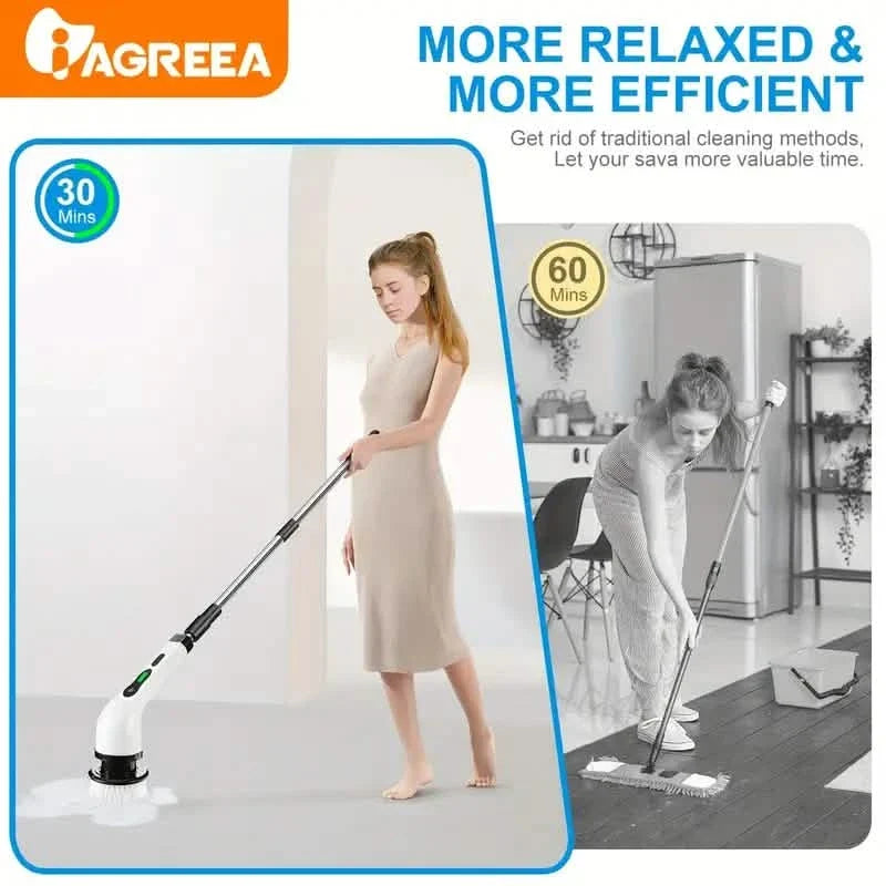 Cordless Electric Spin Scrubber with 8 Brush Heads