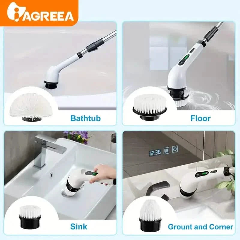 Cordless Electric Spin Scrubber with 8 Brush Heads