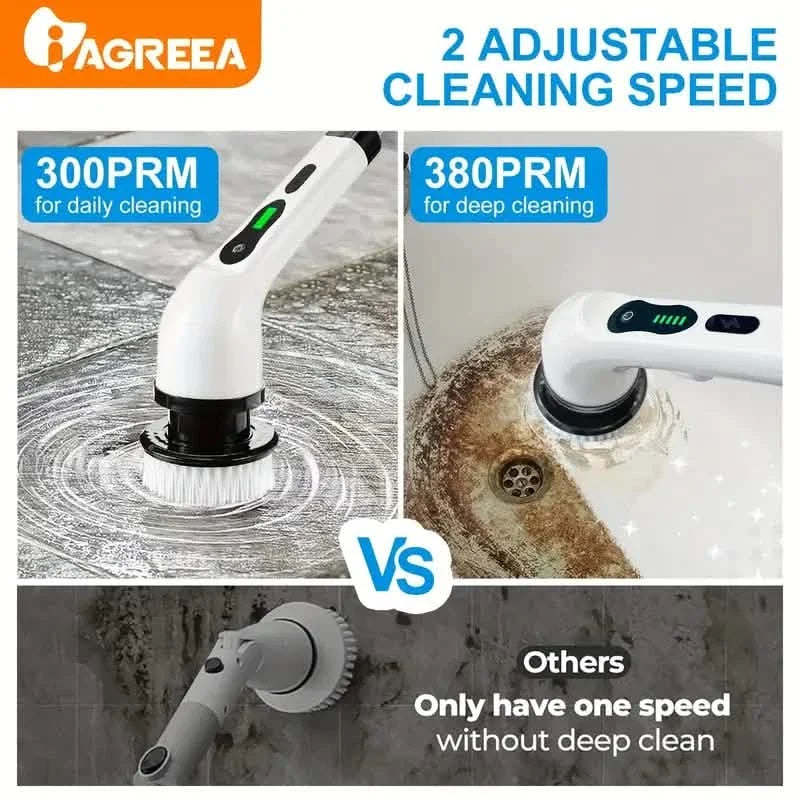 Cordless Electric Spin Scrubber with 8 Brush Heads