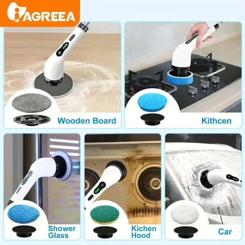 Cordless Electric Spin Scrubber with 8 Brush Heads