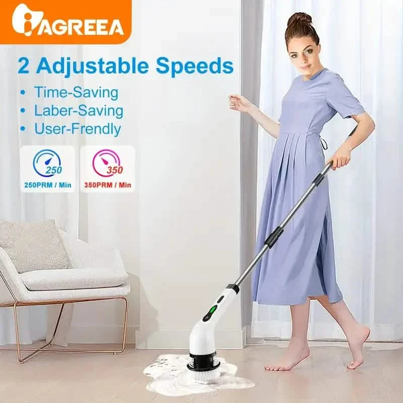 Cordless Electric Spin Scrubber with 8 Brush Heads
