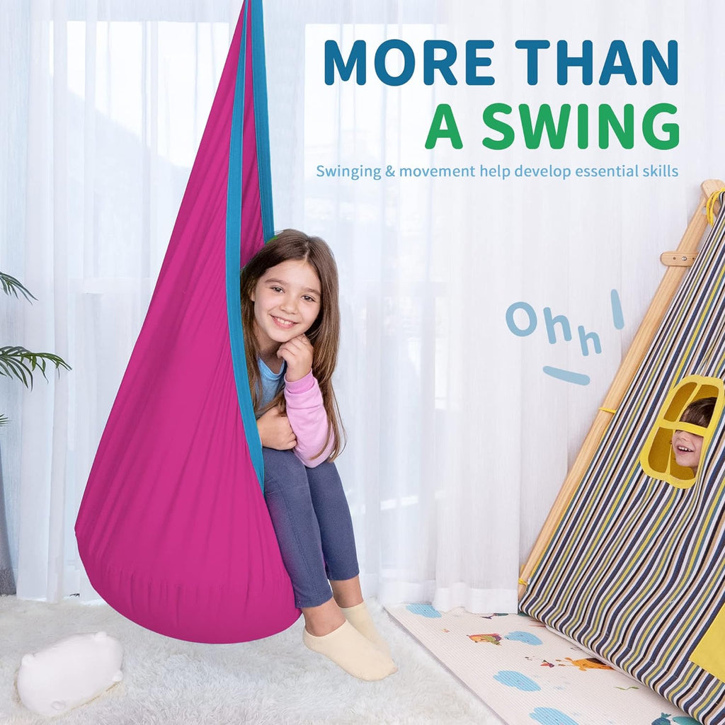 Kids Pod Swing Seat, Cotton Sensory Swing for Indoor and Outdoor