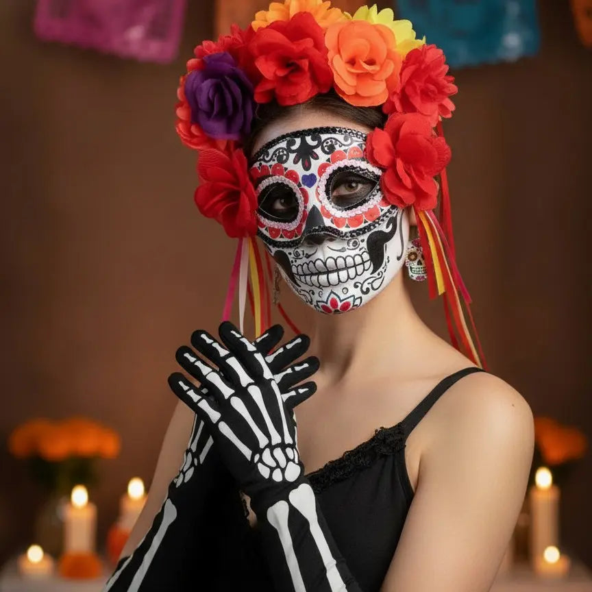 Catrina Dia De Muertos Costume Accessories Day of the Dead Costume for Women Mexican Tradition Halloween Costume Ideas for Dia De Los Muertos Celebrations Cosplay Halloween Party