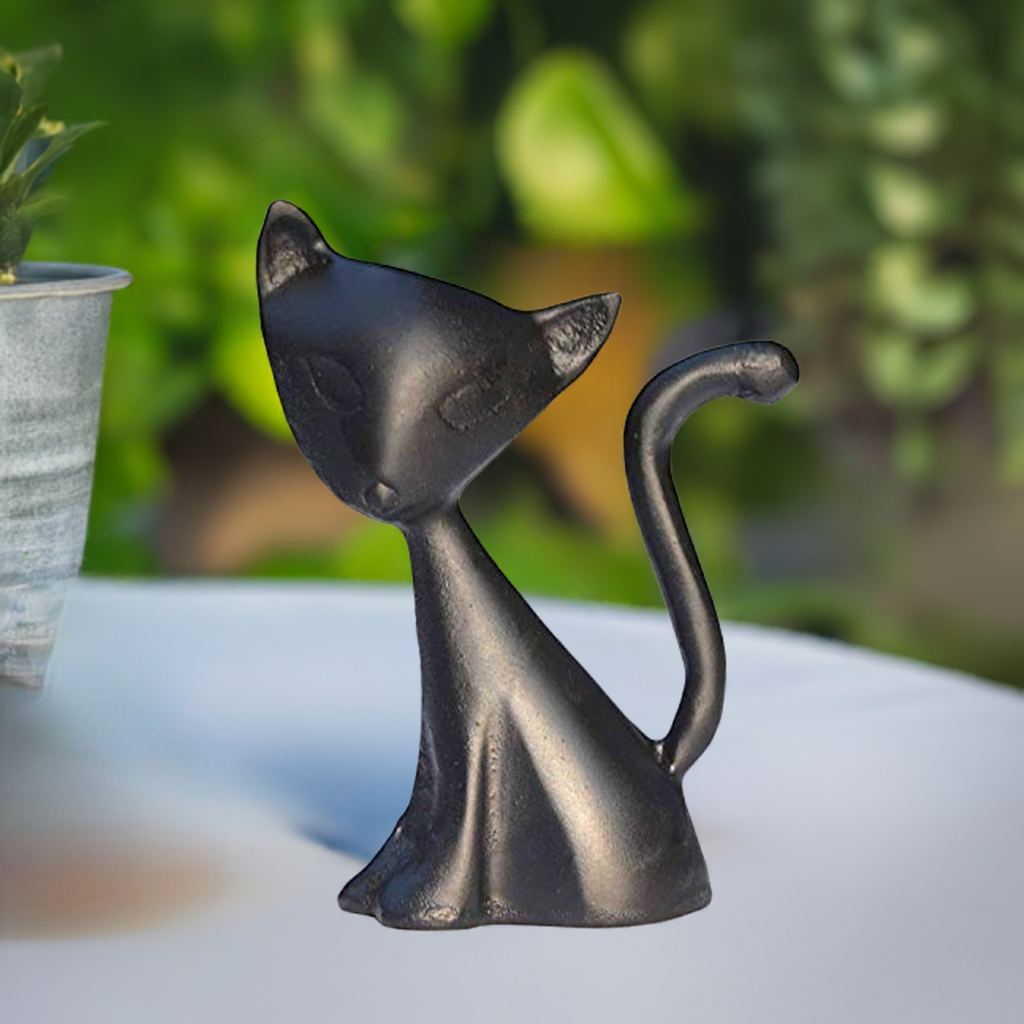 Black Cat Ring Holder with Padded Base