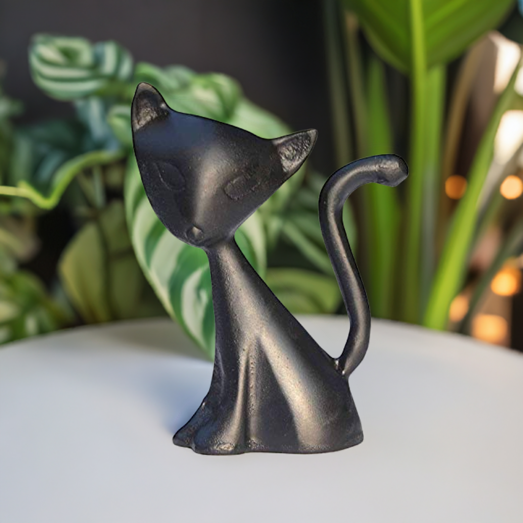 Black Cat Ring Holder with Padded Base