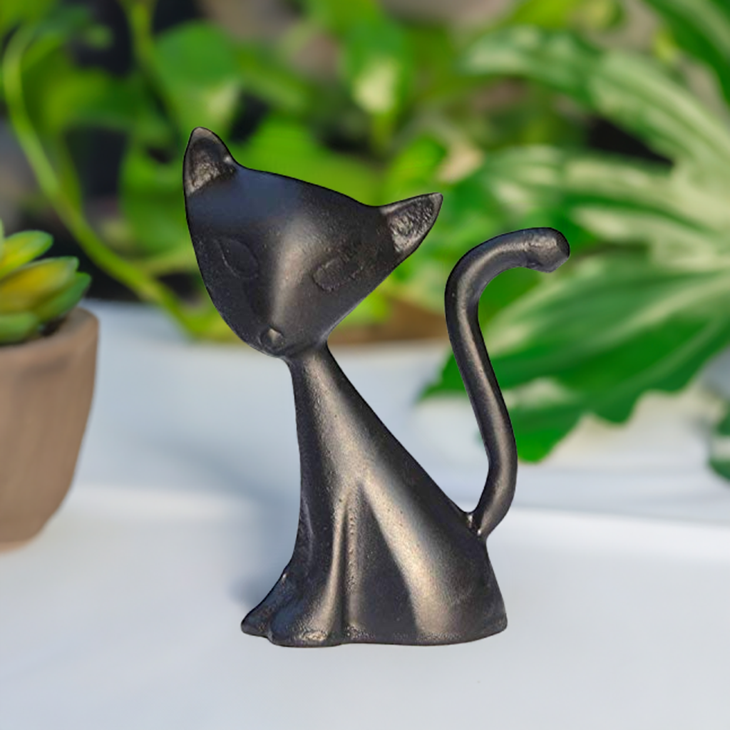 Black Cat Ring Holder with Padded Base